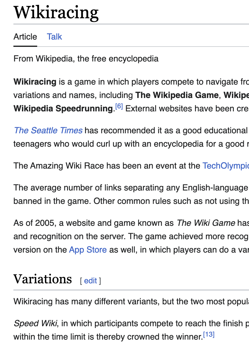 Wiki Racer